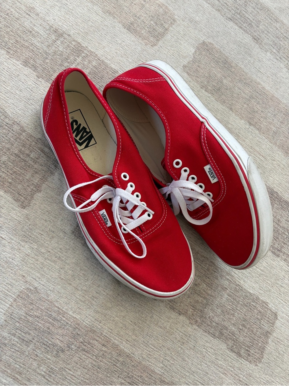 Vans Authentic - Red Canvas Low Top Sneakers with White Accents